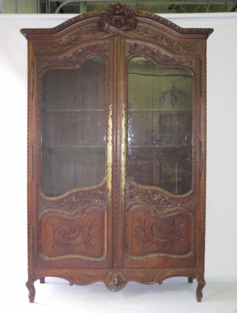 Antique French Chestnut Vitrine Cabinet (1 of 10)