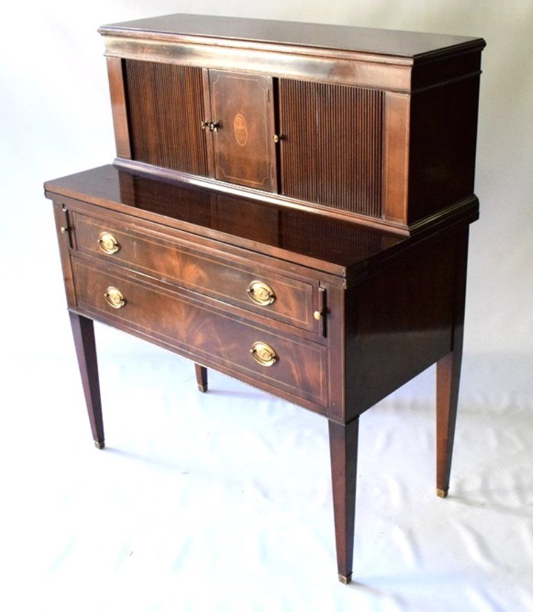 Sheridan Style Mahogany Tambour Top Writing Stand (1 of 10)