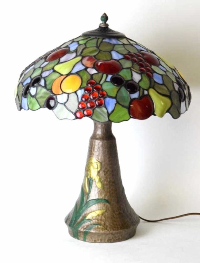 Pottery Table Lamp With Fruit Motif Shade (1 of 10)