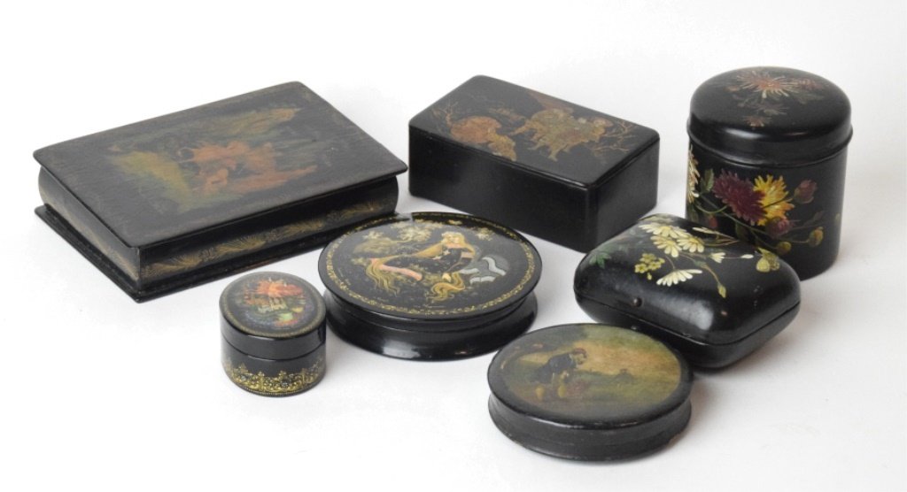 Group Seven Black Lacquer Boxes (1 of 10)