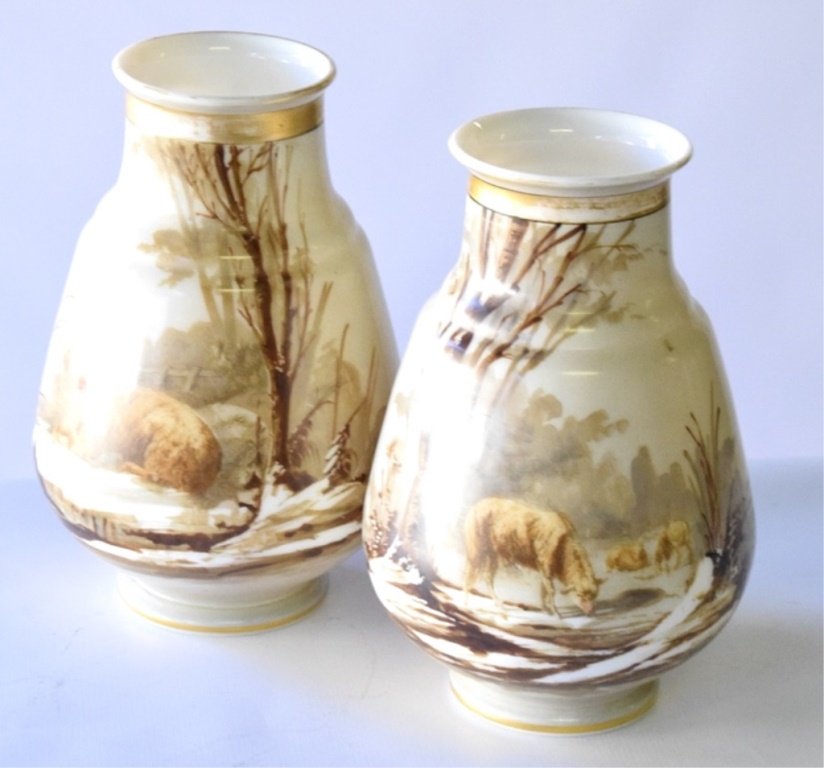 Pair French Opaline Vases Hand-Painted (1 of 10)