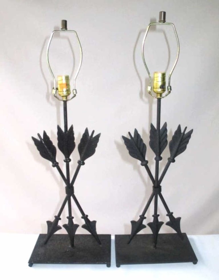 Pair Wrought Iron Arrow Form Lamps (1 of 5)