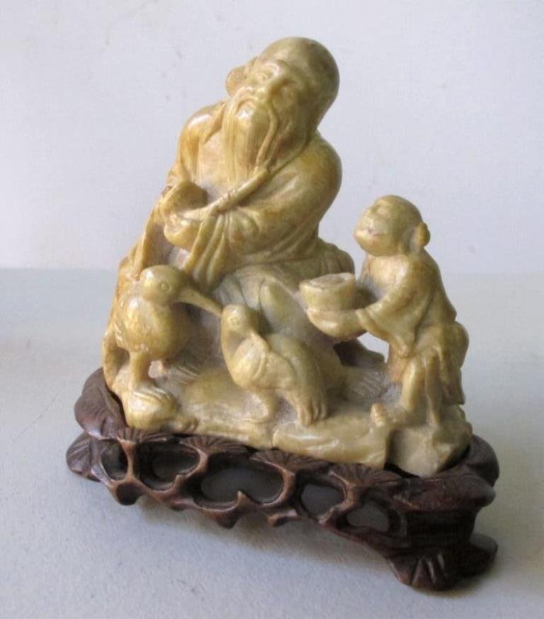 Chinese Carved Soap Stone Figural Group (1 of 8)