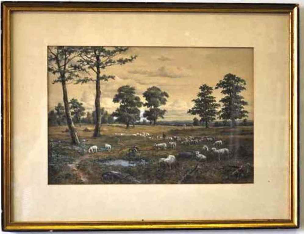 Landscape With Shepherd Watercolor (1 of 10)