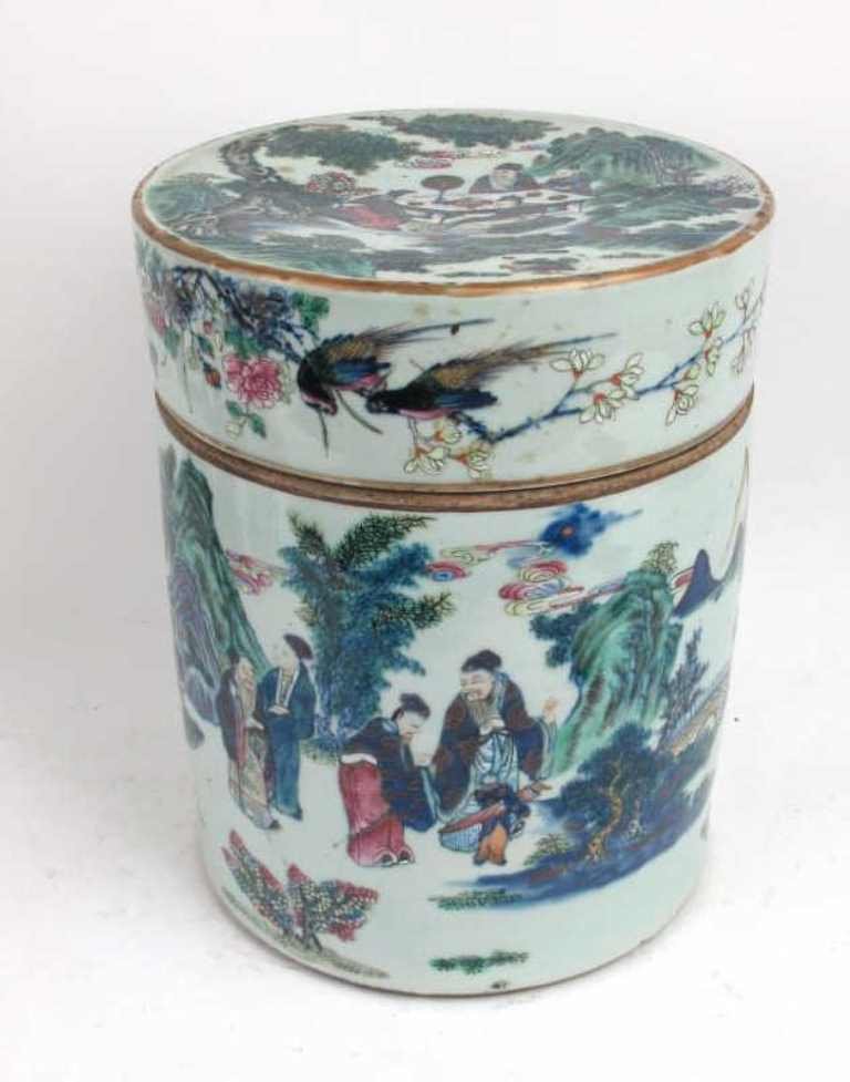 Large Porcelain Famille Verte Tea Canister (1 of 10)