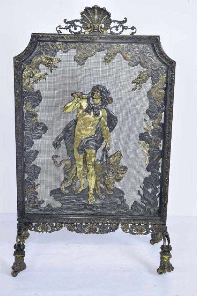 19th C. French Bronze Fire Screen (1 of 10)