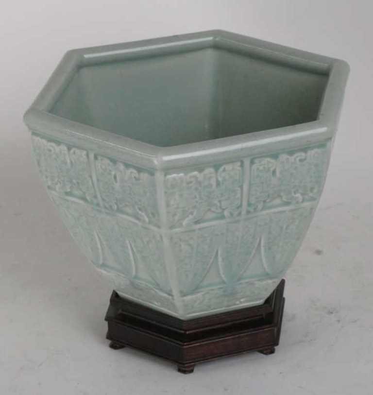 Chinese Celadon Porcelain Planter on Stan. (1 of 4)