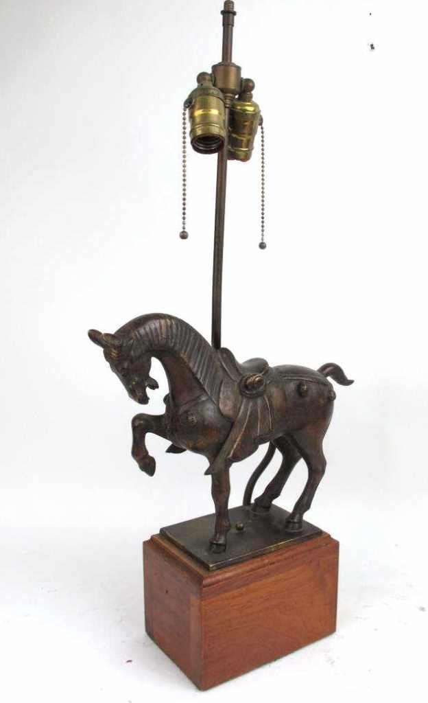 Asian Bronze Horse Mounted as a Lamp (1 of 9)