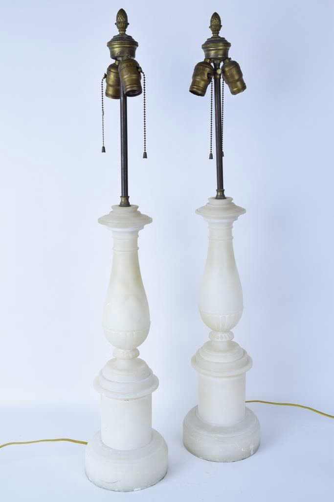Pair Antique Marble Baluster Form Lamps (1 of 5)