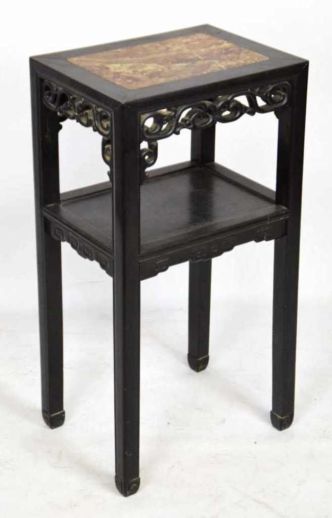 Chinese Marble Top Rosewood Stand (1 of 5)