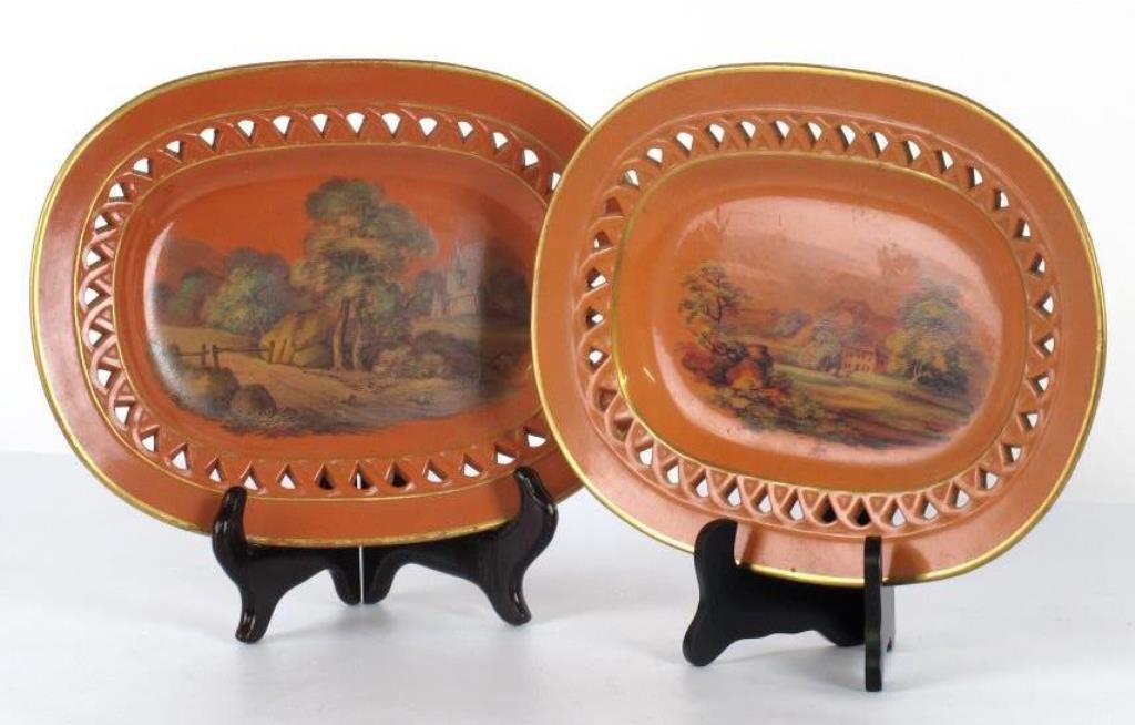 Pair Early 19th C. William Davenport Porcelain Dis (1 of 10)