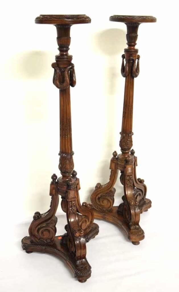 Pair Carved Mahogany Fern Stands (1 of 10)