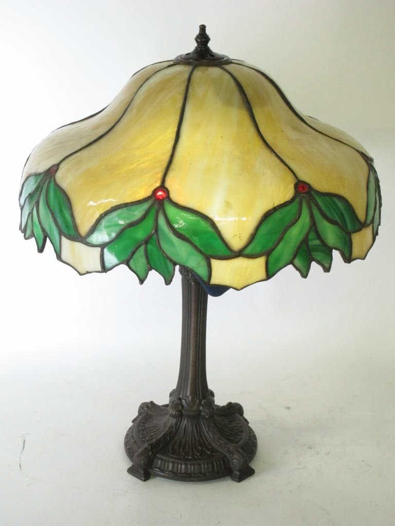 Vintage Leaded Glass Table Lamp (1 of 7)