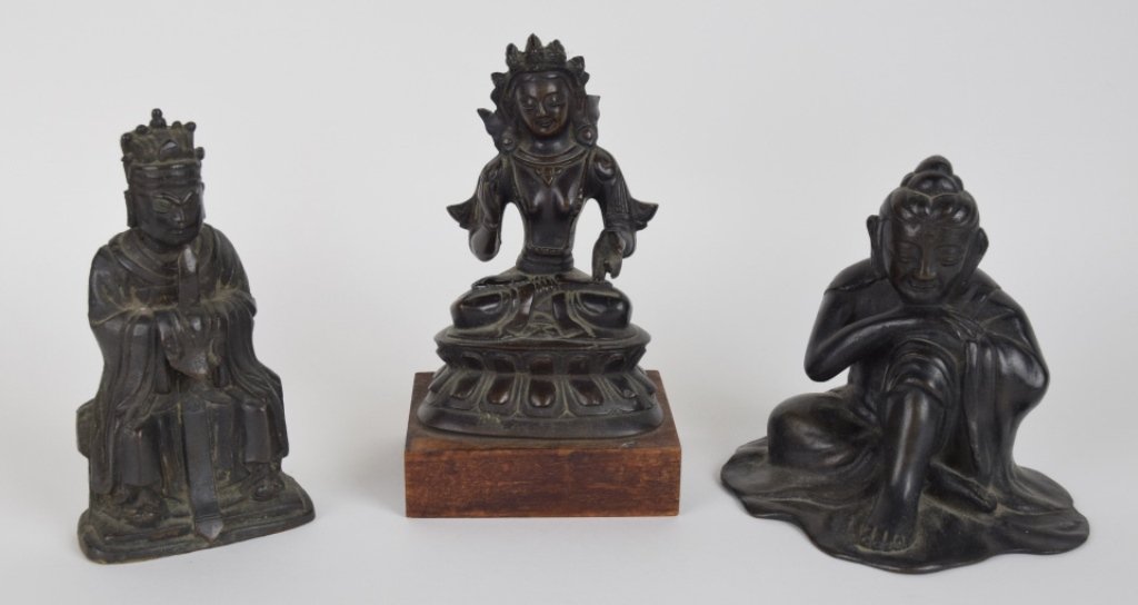 Group 3 Antique Bronze Buddhist Figures (1 of 10)