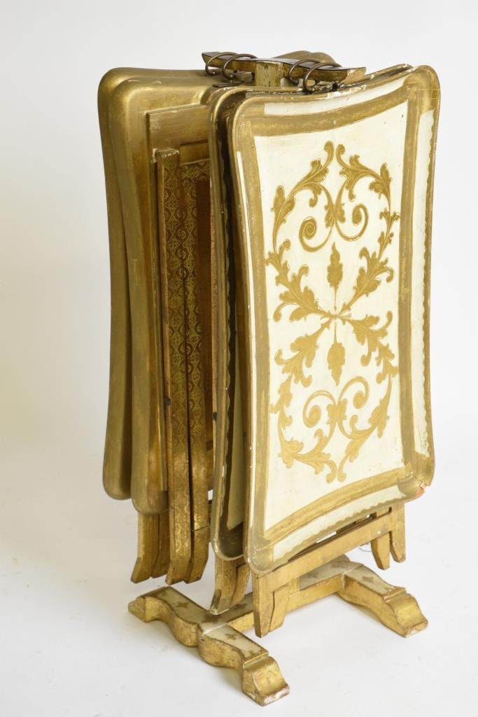 Set 4 Venetian Tray Tables with Stand (1 of 3)