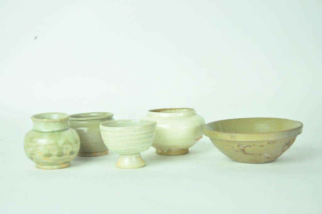 Group 5 Small Asian Celadon Bowls and Vases (1 of 4)