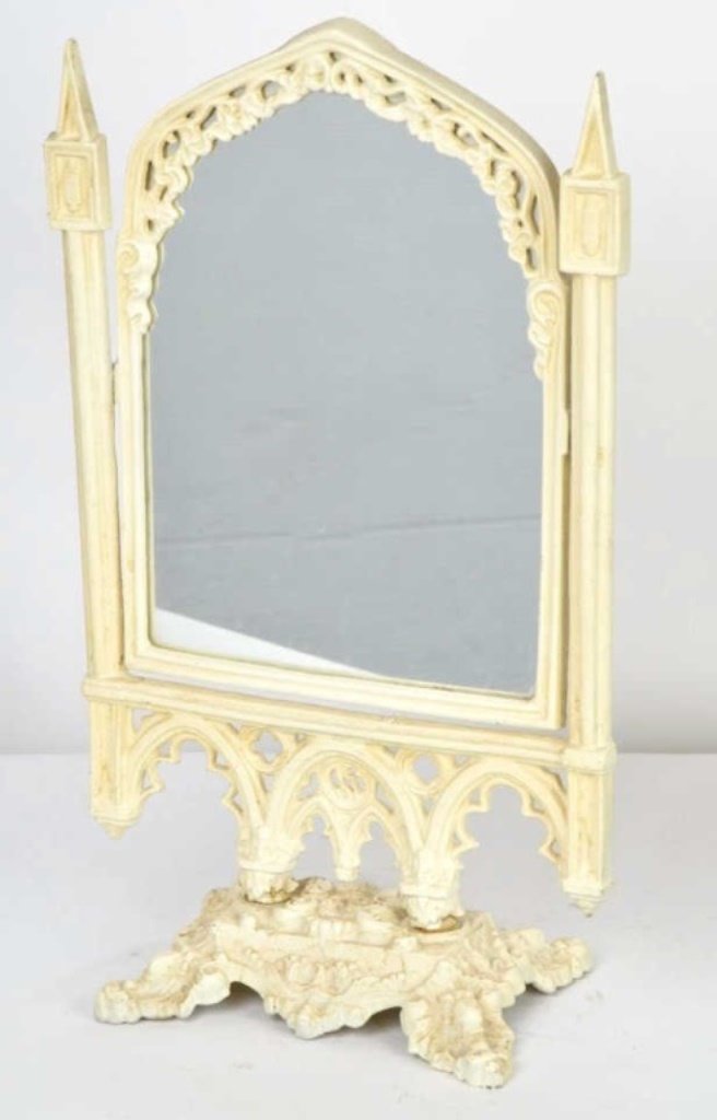 White Painted Cast Iron Dressing Mirror (1 of 8)