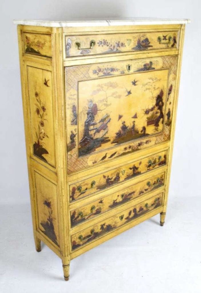 Antique Chinoiserie Marble Top Secretary Abattant (1 of 10)