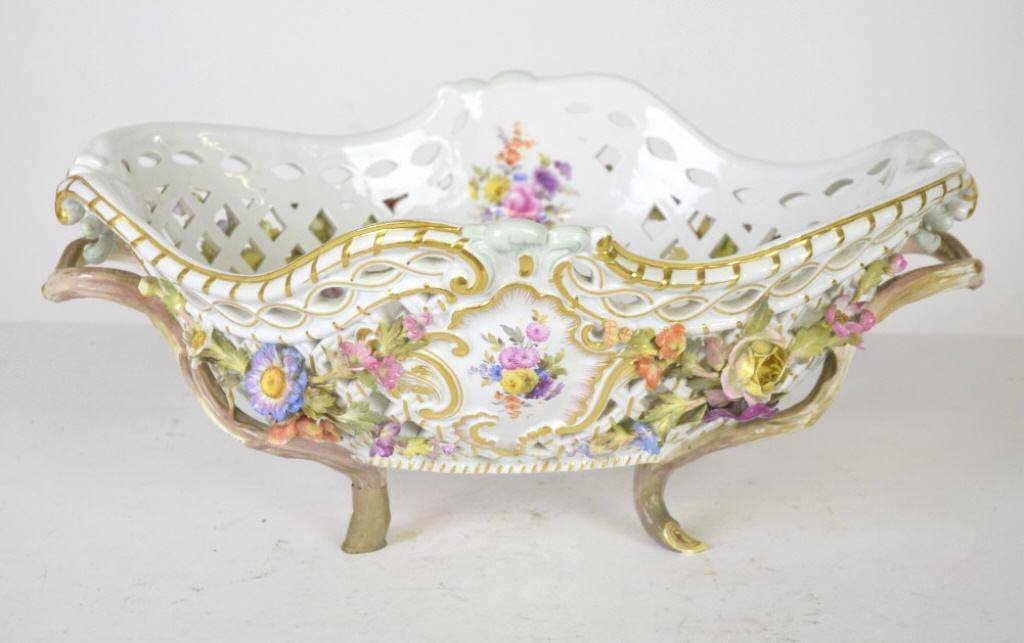 Large 19th C. Meissen Porcelain Basket (1 of 6)