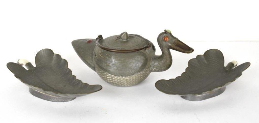Group 3 Pcs Chinese Pewter with Specimen Mounts (1 of 10)