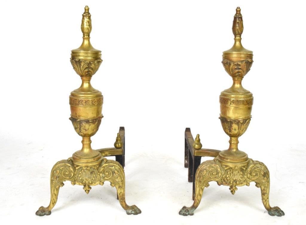 Pair Gilt Bronze Andirons (1 of 5)