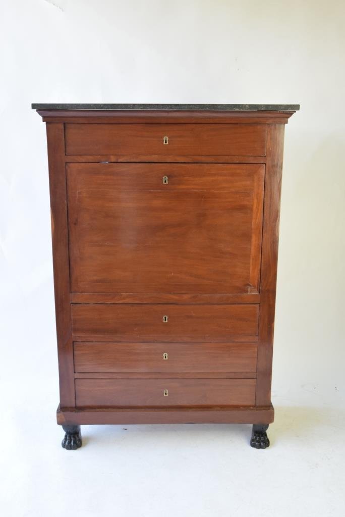 Antique French Marble Top Drop Front Secretary (1 of 10)