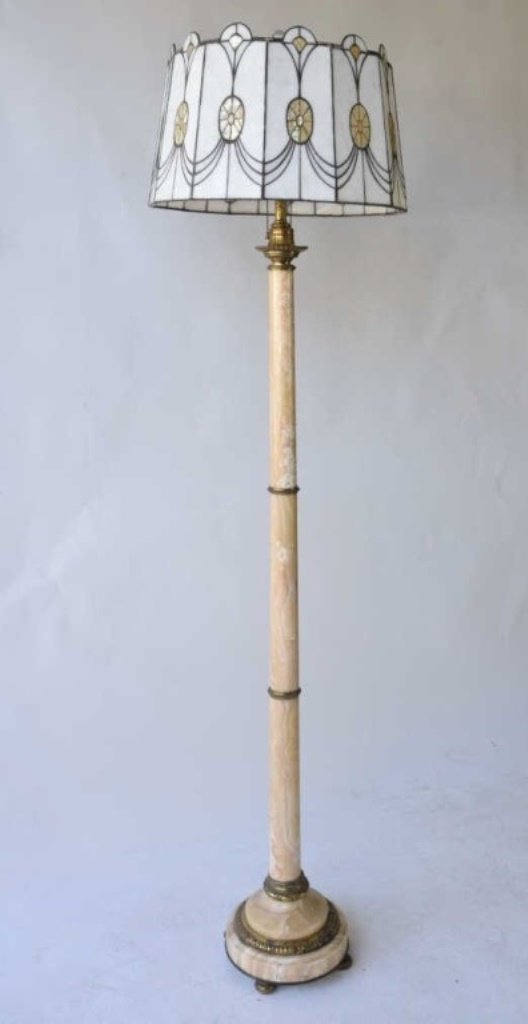 Leaded Glass Alabaster Floor Lamp (1 of 10)