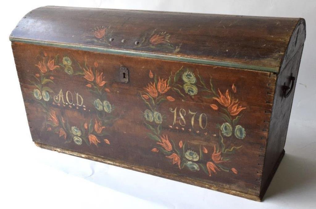 Tole Painted Dome Top Trunk (1 of 10)