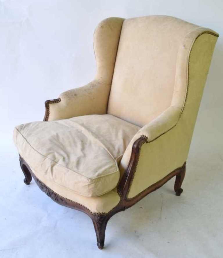 Antique French Wingback Upholstered Bergere (1 of 6)