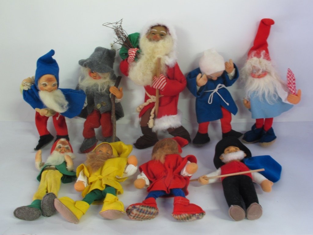 Nine Dolls Seven Steiff Trolls and Elf, Santa (1 of 10)
