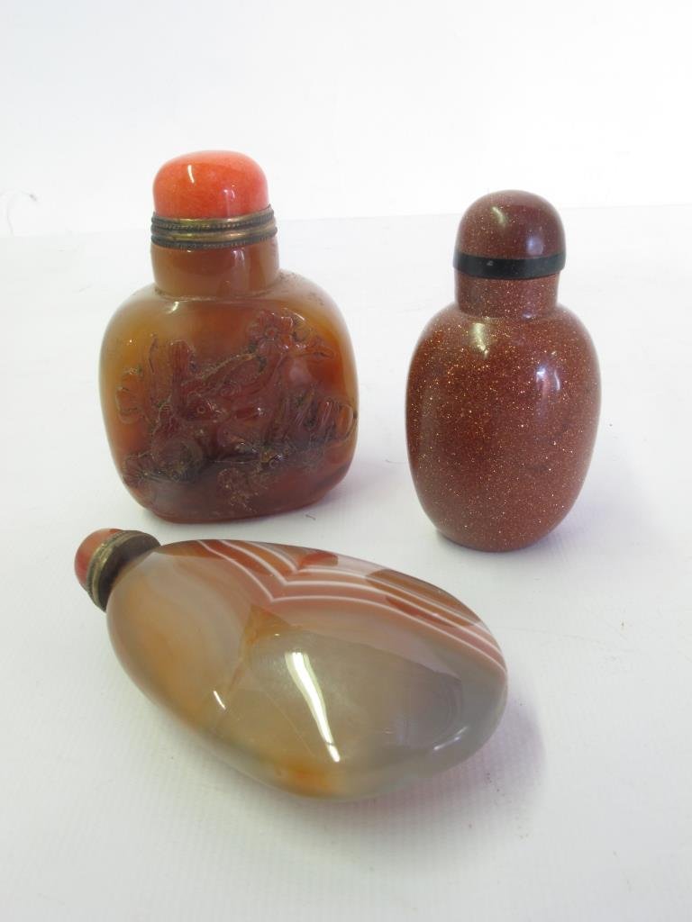 Three Chinese Carved Snuff Bottles (1 of 7)