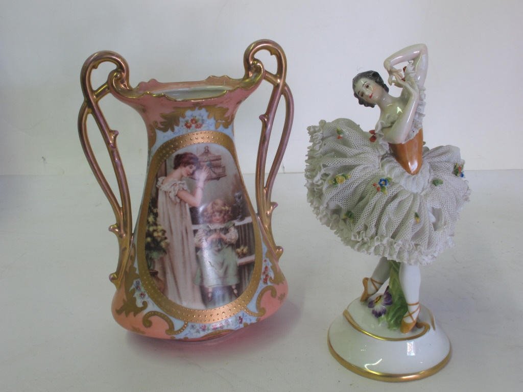 Porcelain Lace Ballerina Figure & Vase (1 of 6)