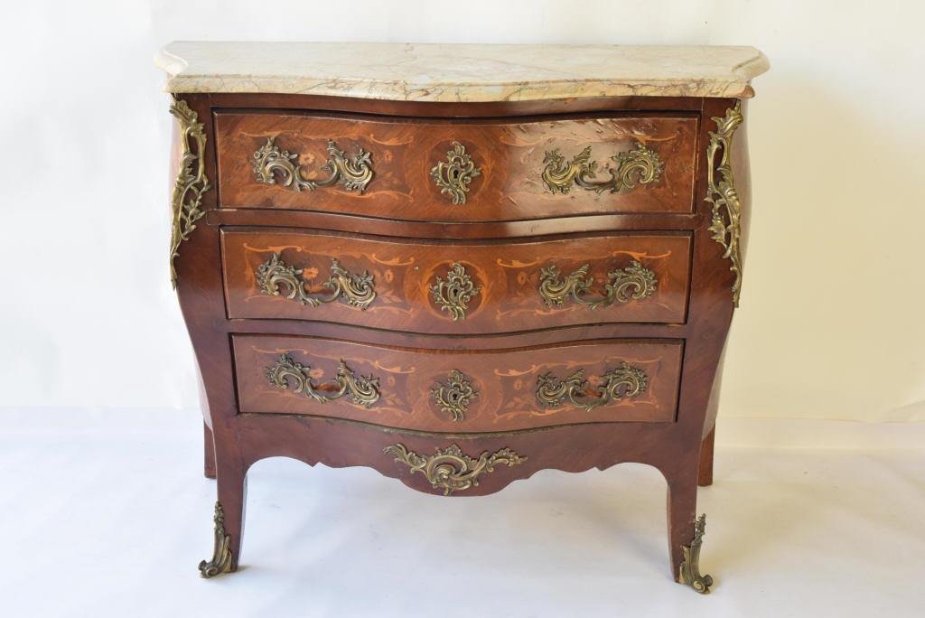 Italian Marquetry Bombe Chest of Drawers (1 of 10)