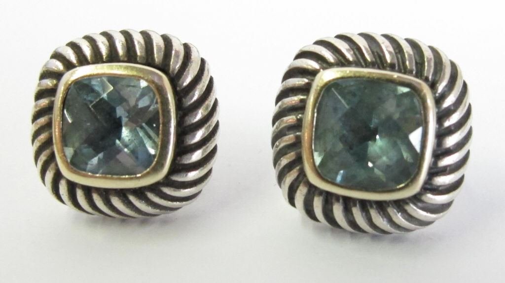 Pair 14K and Sterling Sapphire Earrings (1 of 6)