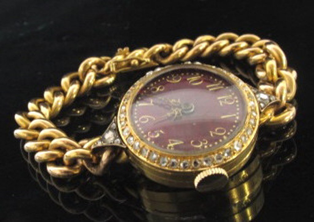 Ladies 18K Yellow Gold Antique Bracelet Watch (1 of 8)