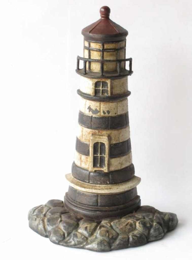 Antique Painted Lighthouse Door Stop (1 of 5)