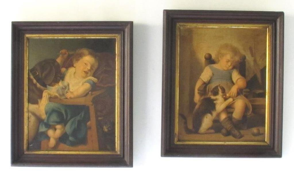 Pair Louis Prang Chromolithographs (1 of 9)