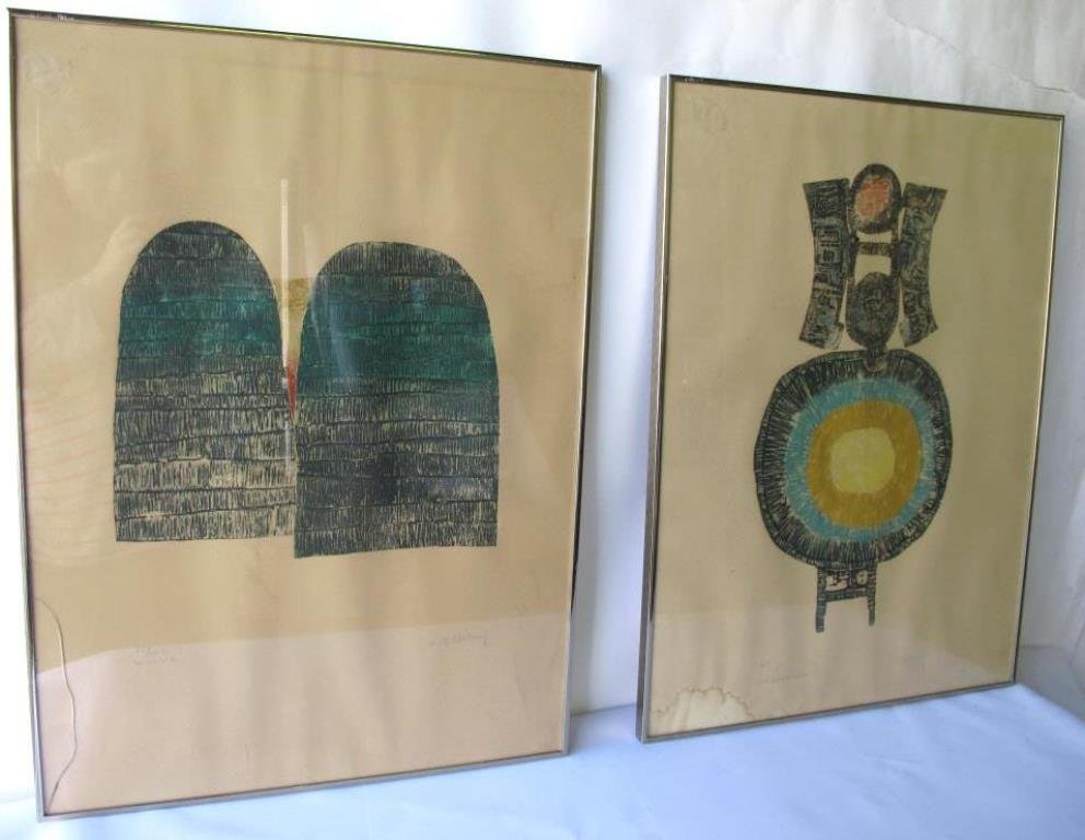 Pair of Signed Woodblock Prints (1 of 9)