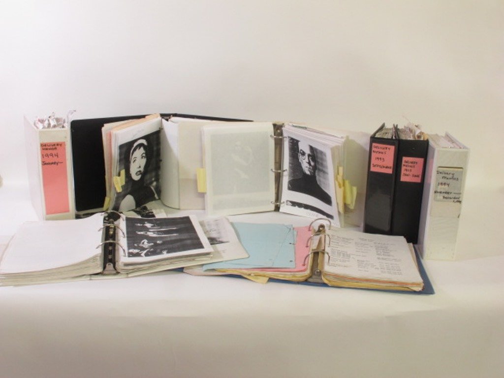 Personal Binders of Michel Comte: Including delivery slips, personal memos, low-quality inkjet prints of photograph, and more, all dating to the 1990s. 10 inches height, 15.5 inches width, 25 inches width. 10"H x 15.5"W x 25"D Wear fr