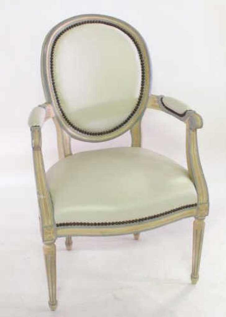 French Painted Leather Open Arm Chair (1 of 10)