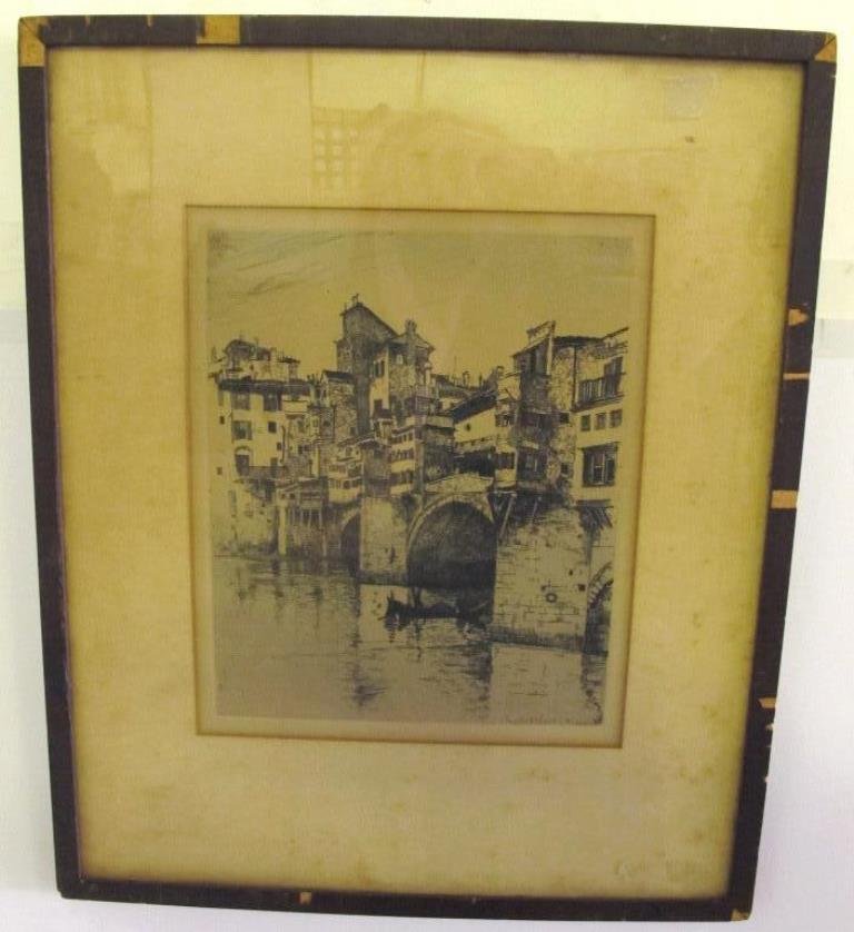 Antique Joseph Pennell Etching "The Ponte Vecchio" (1 of 5)