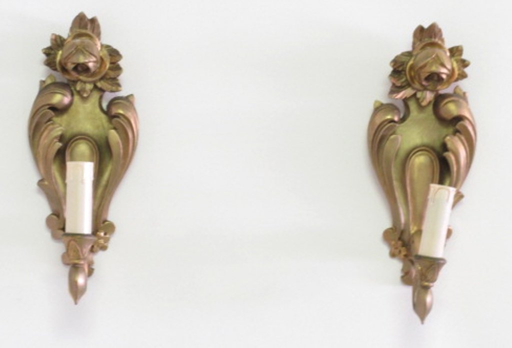 Pair of Gilt Wood Wall Sconces (1 of 8)