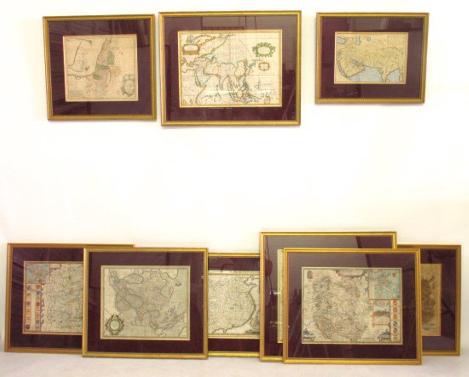 Group of Nine Matching Framed Maps (1 of 10)