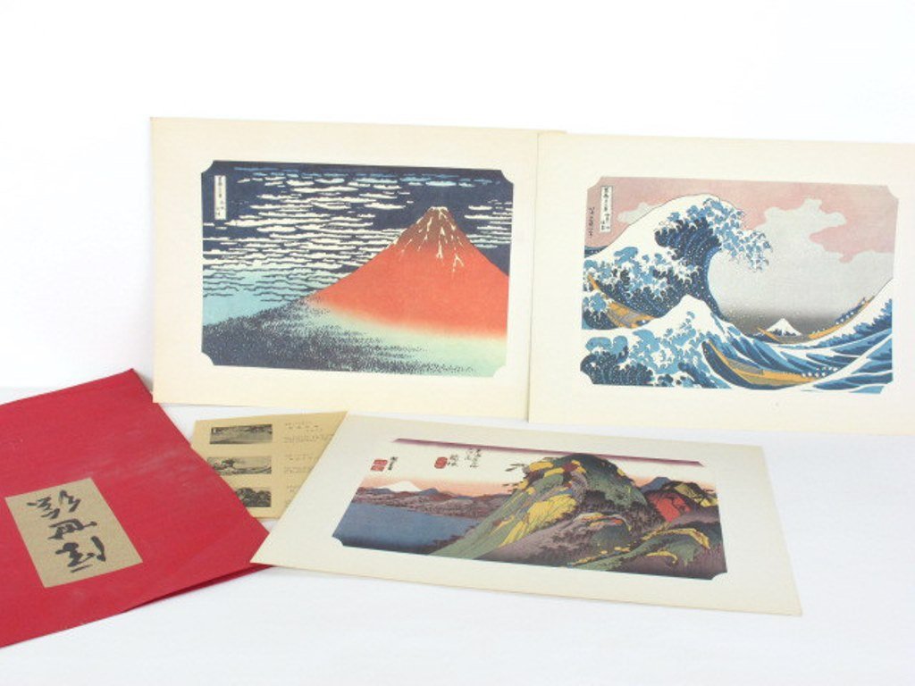 Three Japanese Wood Block Prints Mt. Fuji (1 of 8)