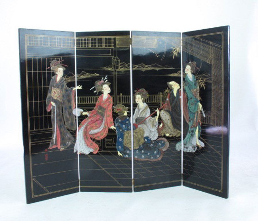 Japanese Carved Lacquer Screen (1 of 6)