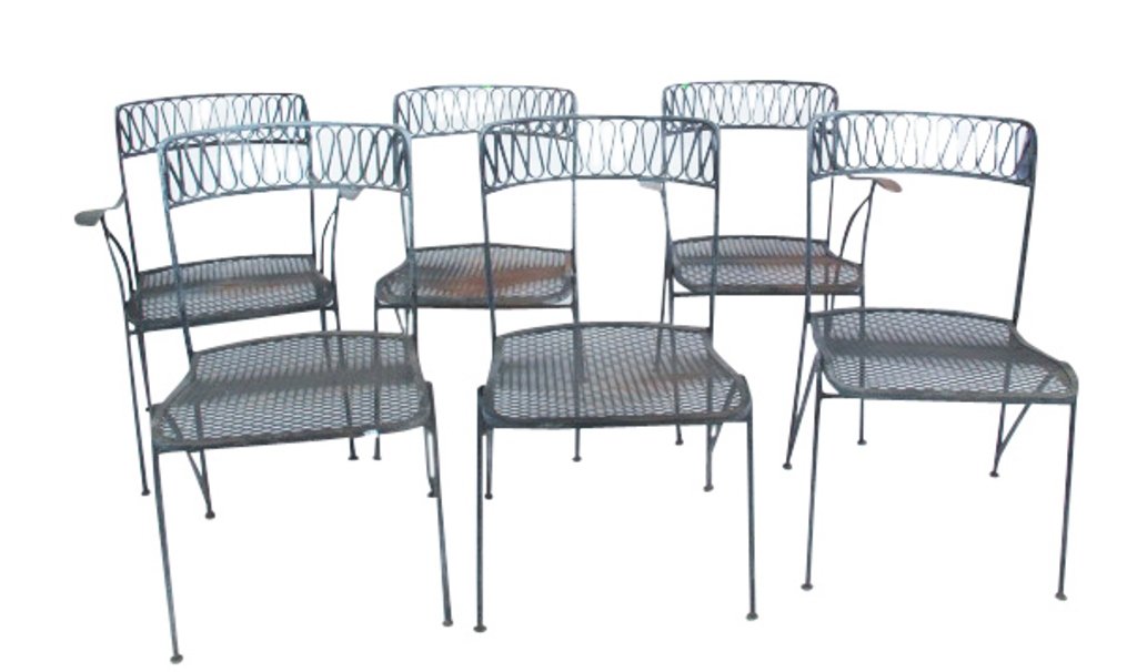 Set of Six Metal Patio Chairs (1 of 4)