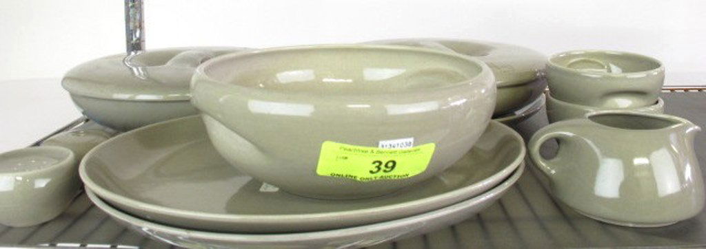 Iroquois Casual China by Russel Wright Grey 10 pcs: 11 pieces in grey marked Iroquois Casual China by Russel Wright . 2 lidded dishes plus 9 other pieces. Dimensions:
