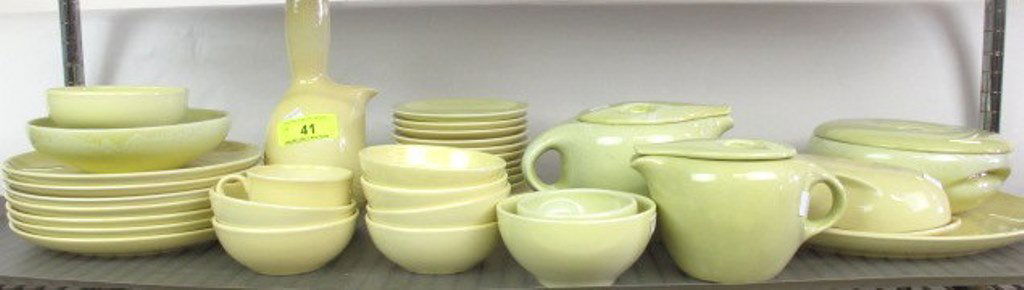 Iroquois Casual China Russel Wright 40 pcs Yellow: Approx. 40 pieces of Yellow dinnerware. Most marked Iroquois Casual China by Russel Wright. A few marked Russel Wright China by Iroquois. Dimensions: