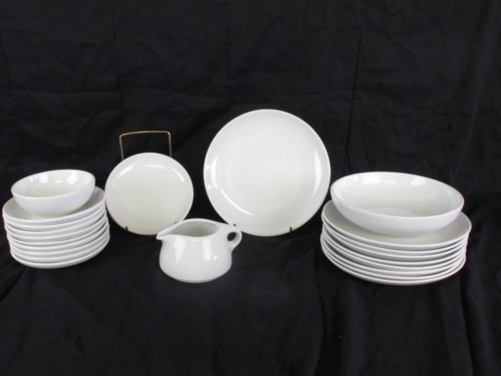 Russel Wright China by Iroquois White Partial Set: 44 pieces white dinnerware marked Russell Wright China By Iroquois. Mostly plates. Dimensions:
