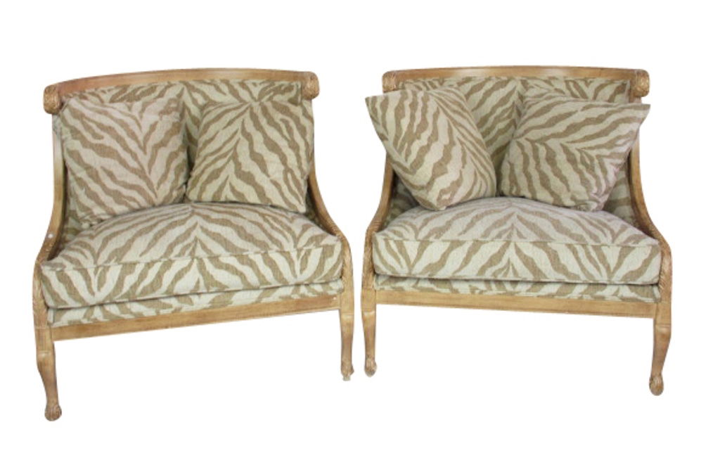 Pr Classical Style Oversized Arm Chairs (1 of 10)